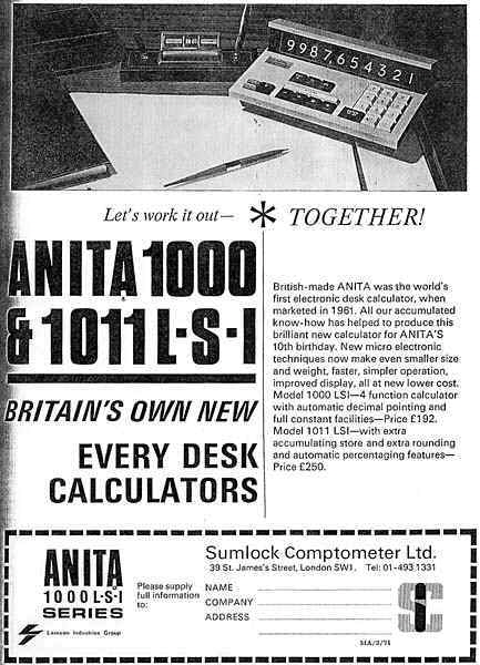 Advertisement for ANITA1011 LSI Advertisement for ANITA1011 LSI