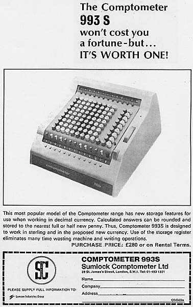 Comptometer 993S advertisement