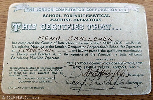 London Computator Corporation Certificate