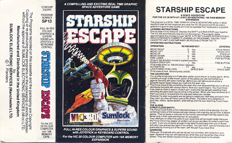 Sumlock Starship Escape insert Sumlock Starship Escape insert